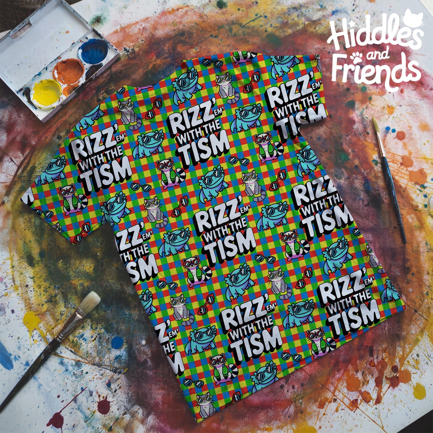 Rizz 'Em With The Tism Seamless Pattern -Non Rainbow