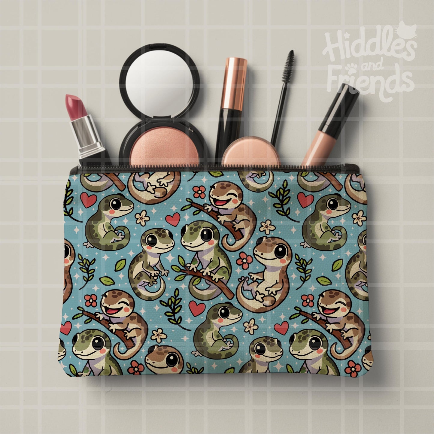Blue Leachie Geckos Seamless Pattern