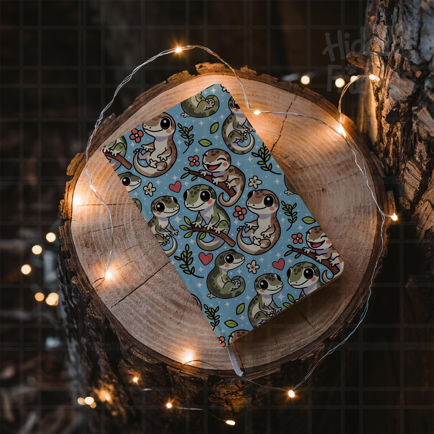 Blue Leachie Geckos Seamless Pattern