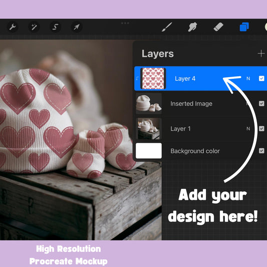 Baby Hat and Booties Editable Procreate Mockup