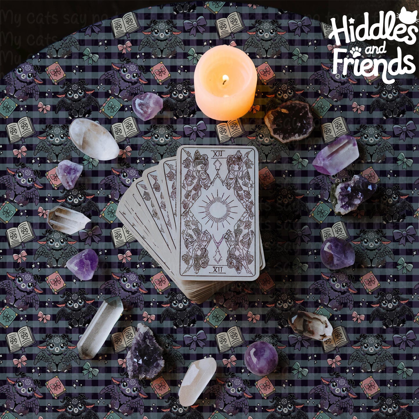 Cute Baphomet Spellbooks & Bows Seamless Pattern