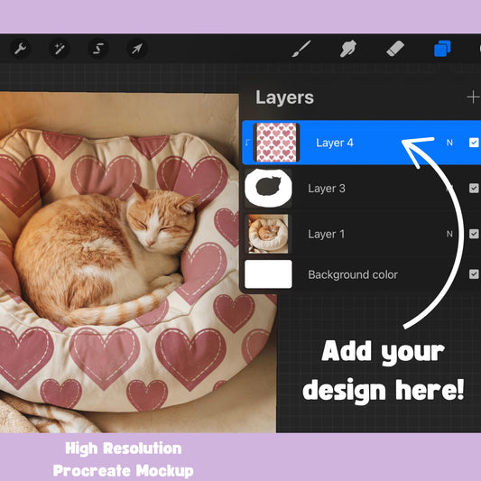 Cat Bed Editable Procreate Mockup