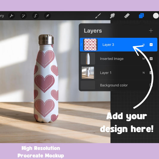 Water Bottle Mockup for Procreate