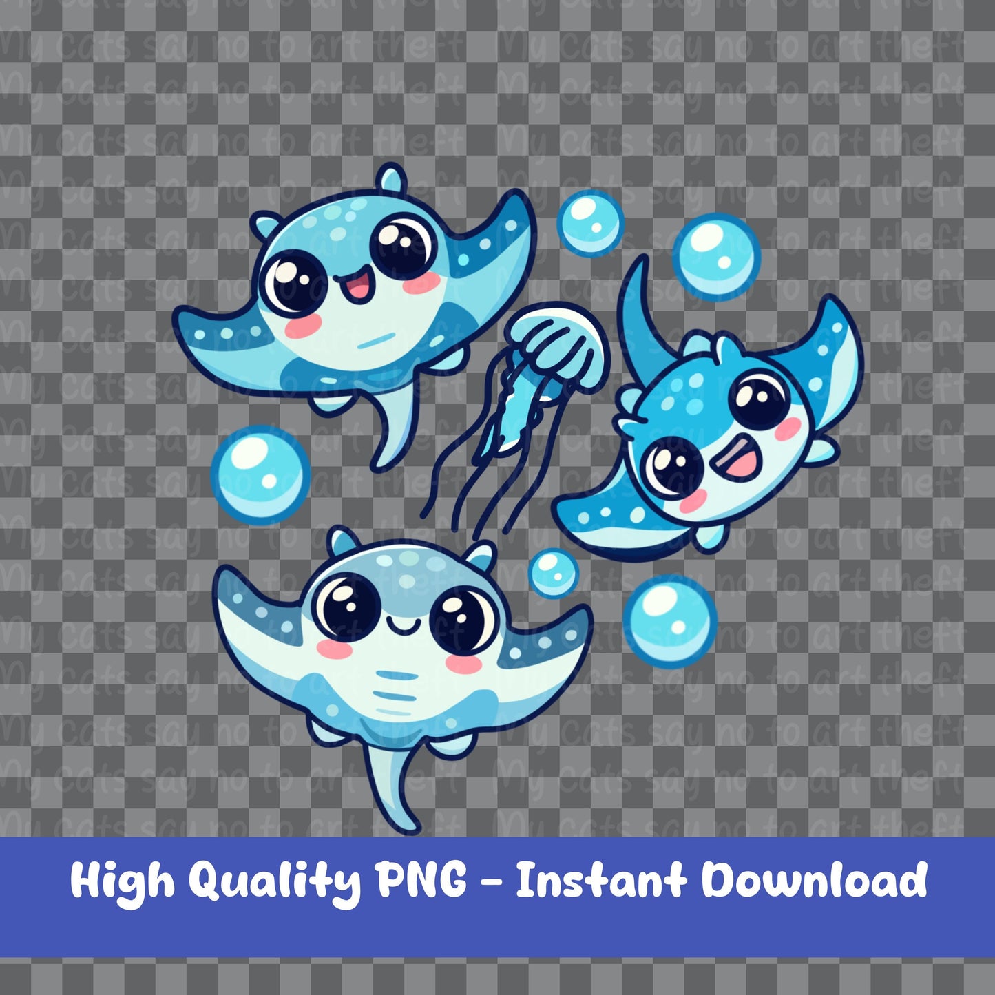 Manta Ray Digital Sticker PNG