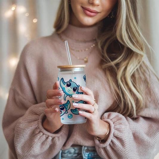 Manta Ray Glass Can Wrap PNG