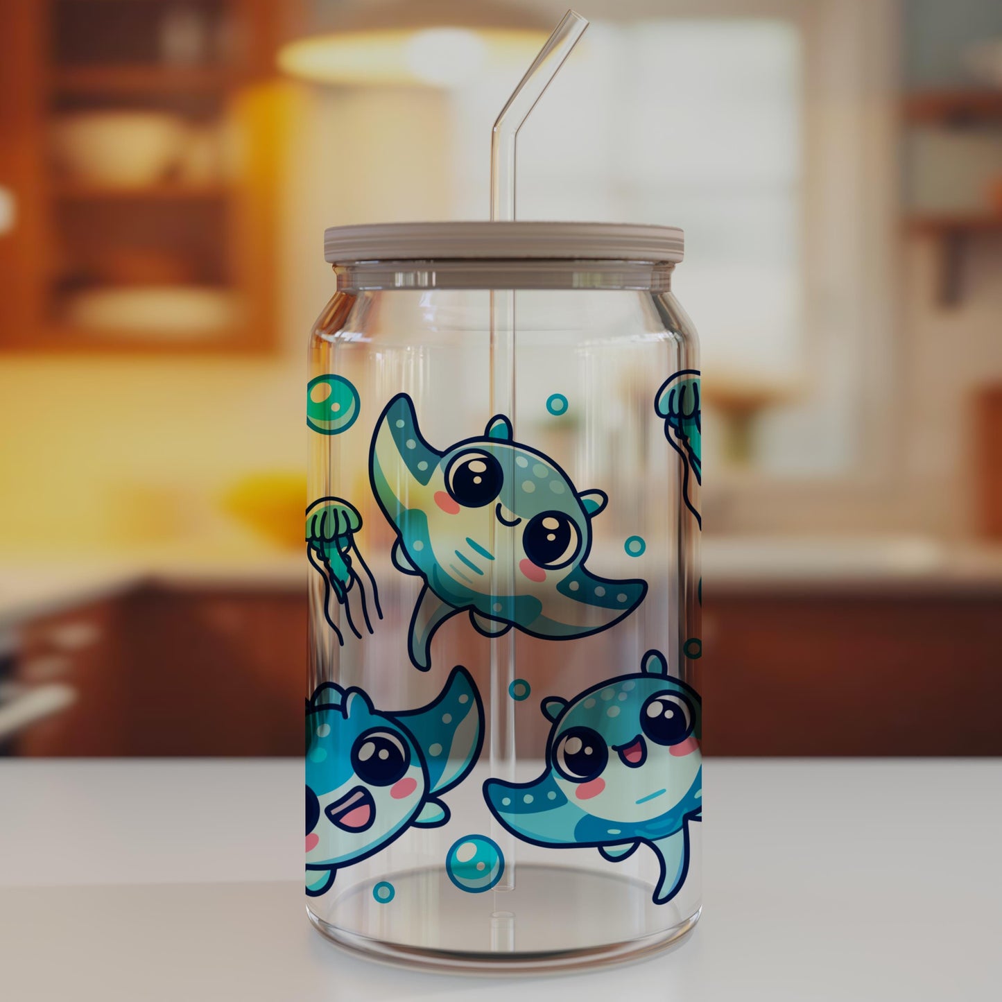 Manta Ray Glass Can Wrap PNG