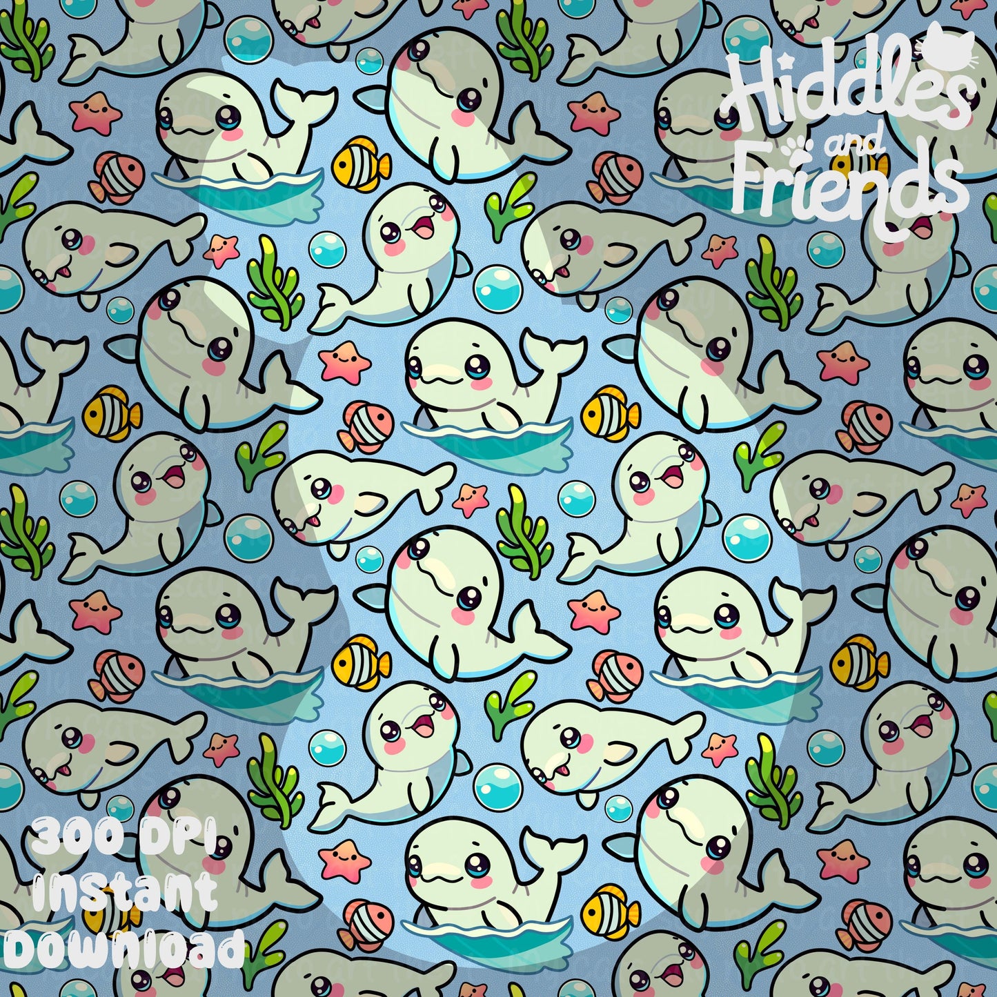 Beluga Whale Seamless Pattern