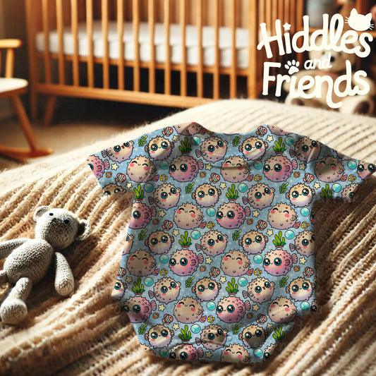 Kawaii Puffer Fish Seamless Pattern