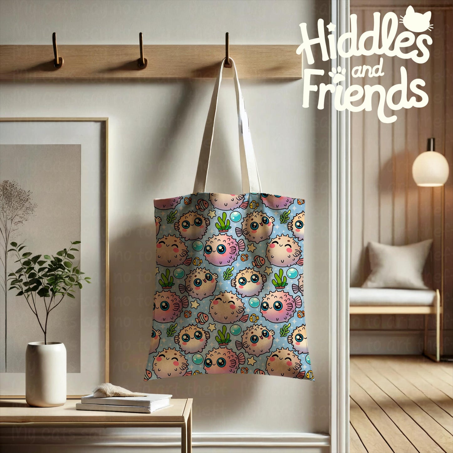 Kawaii Puffer Fish Seamless Pattern