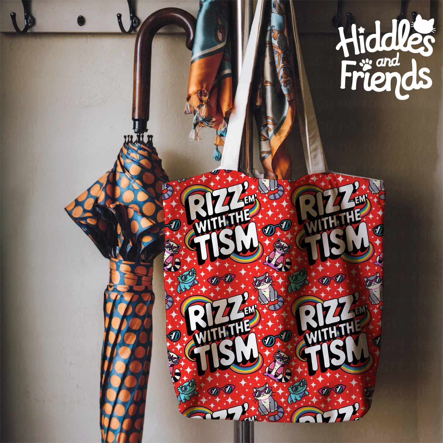 Rizz 'Em With The Tism Seamless Pattern Red