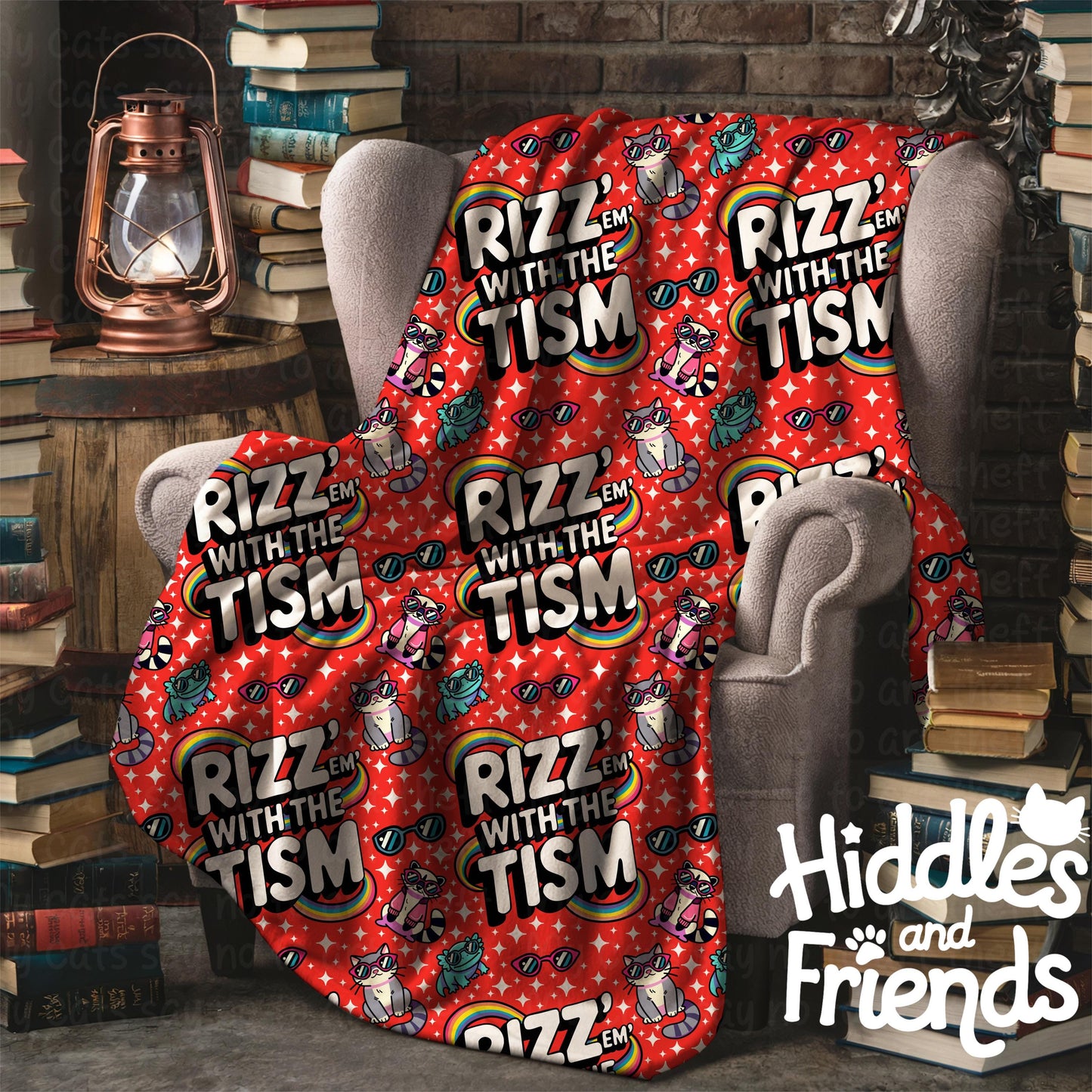 Rizz 'Em With The Tism Seamless Pattern Red