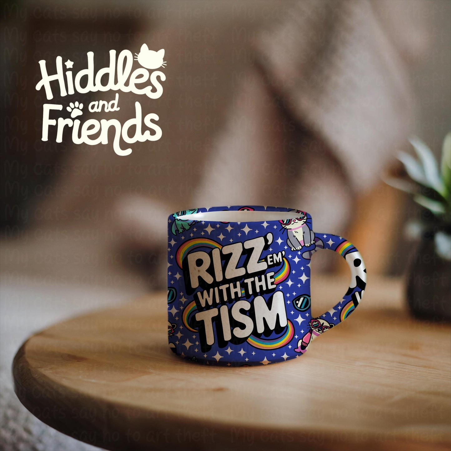 Rizz 'Em With The Tism Seamless Pattern - Blue
