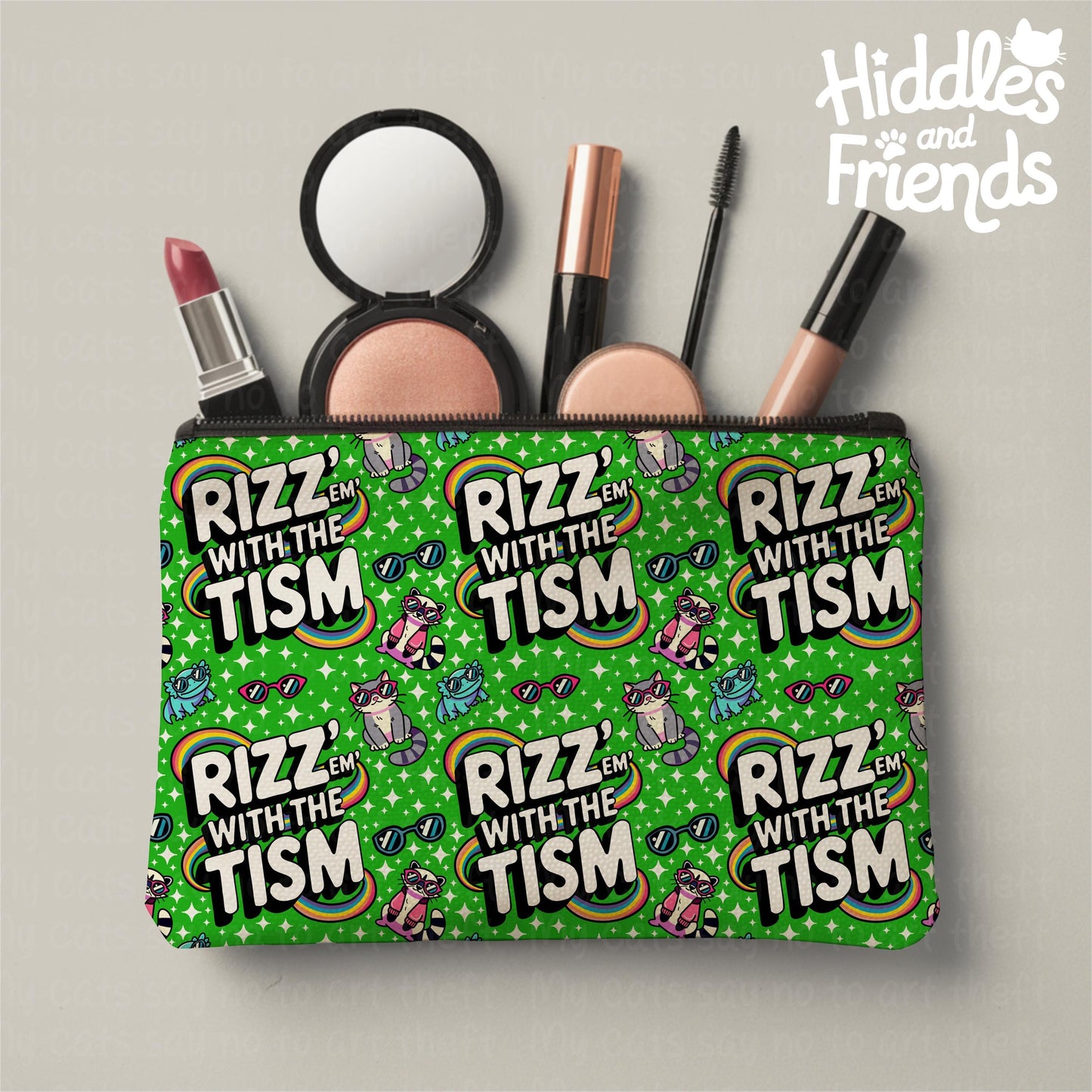 Rizz 'Em With The Tism Seamless Pattern -Green