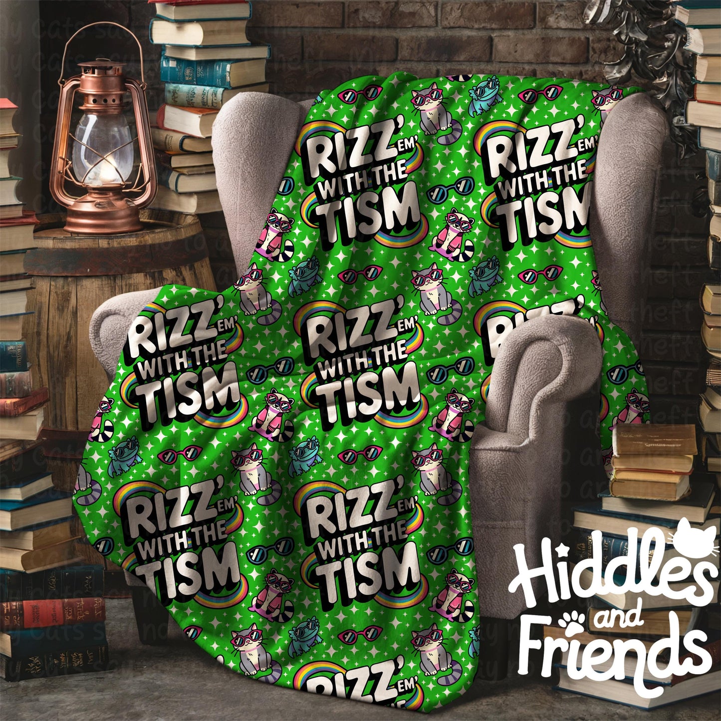 Rizz 'Em With The Tism Seamless Pattern -Green