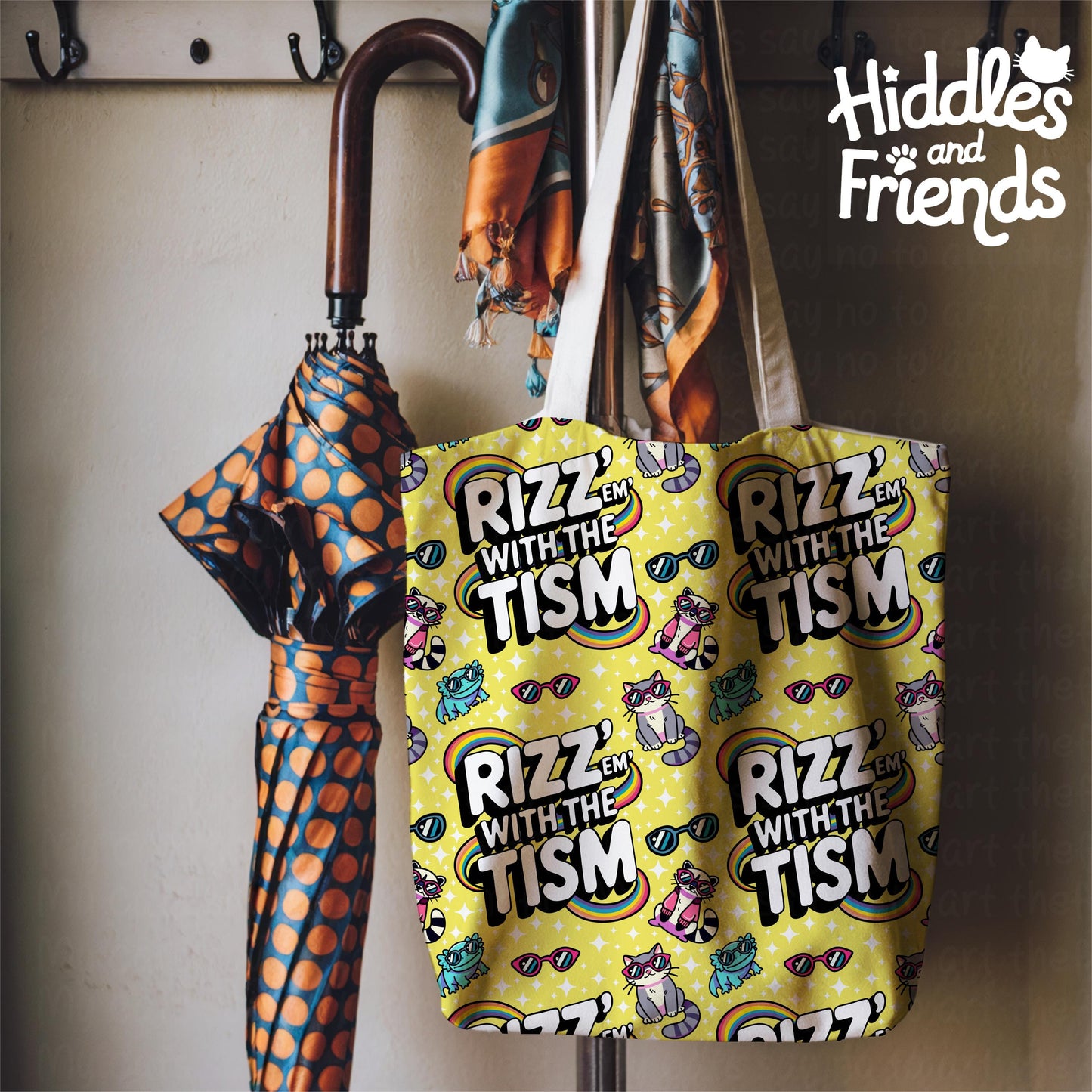 Rizz 'Em With The Tism Seamless Pattern - Yellow