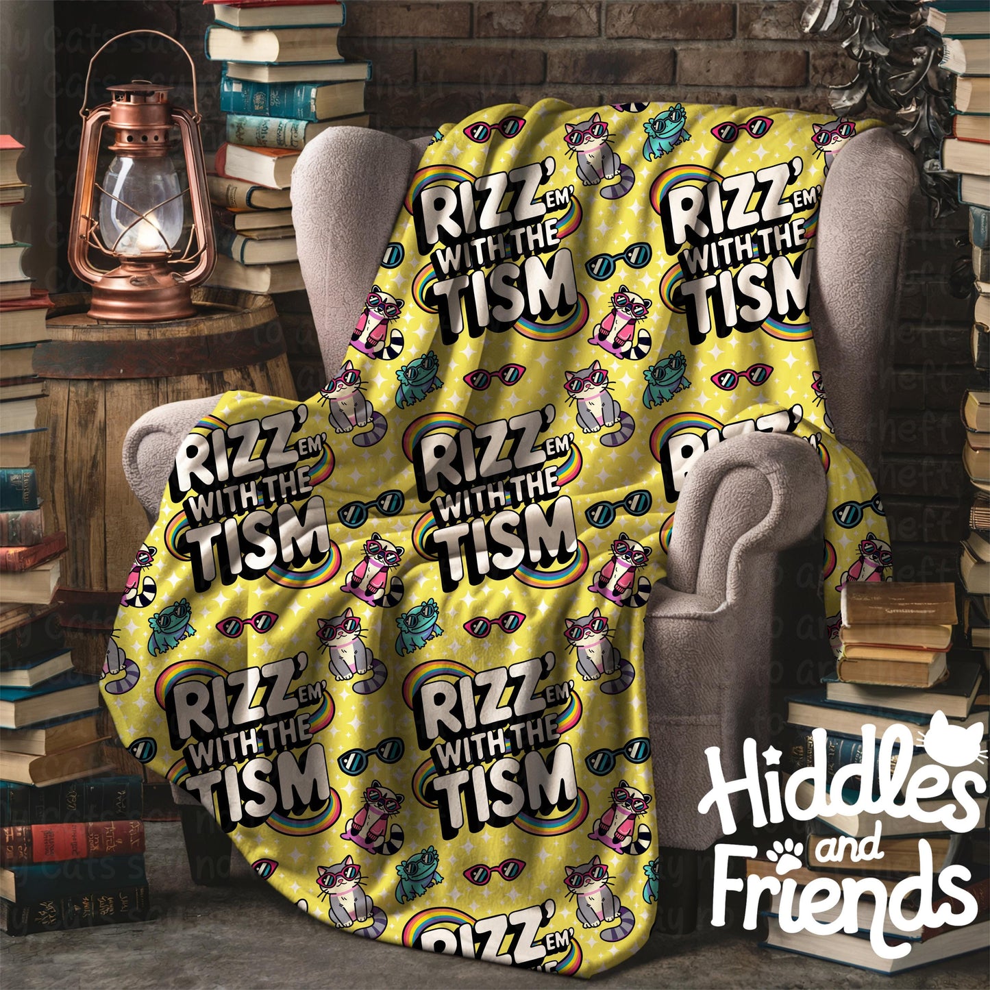 Rizz 'Em With The Tism Seamless Pattern - Yellow