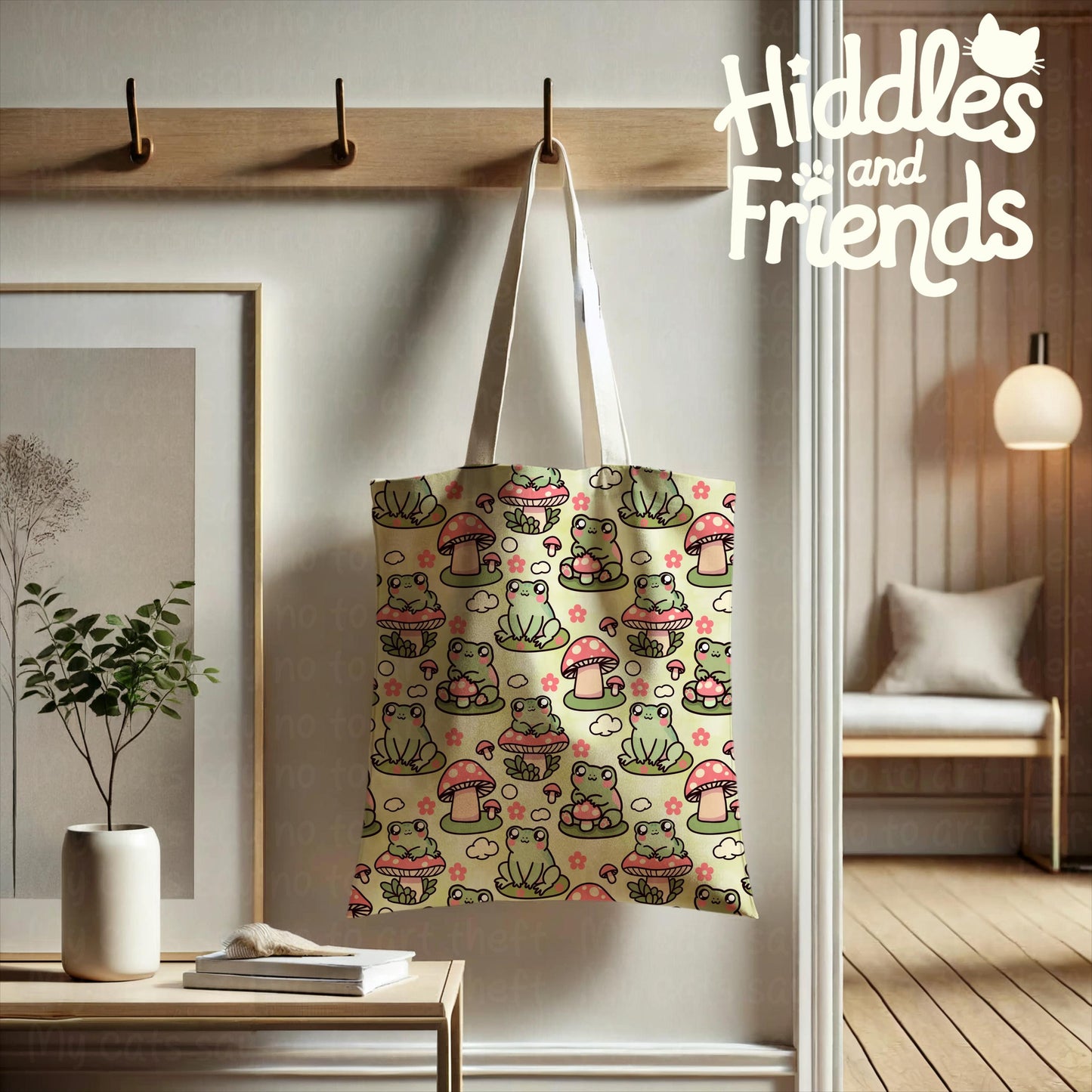 Seamless Frog and Mushroom Pattern