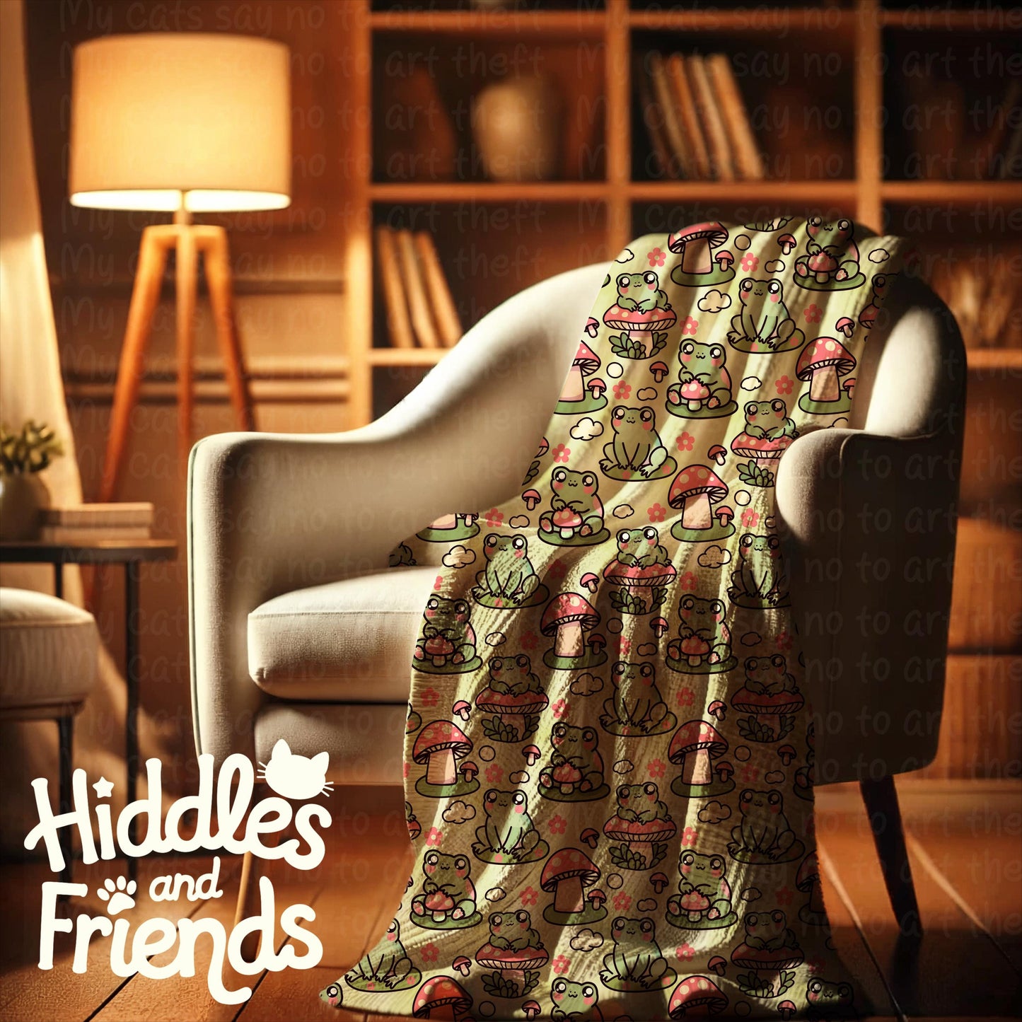 Seamless Frog and Mushroom Pattern