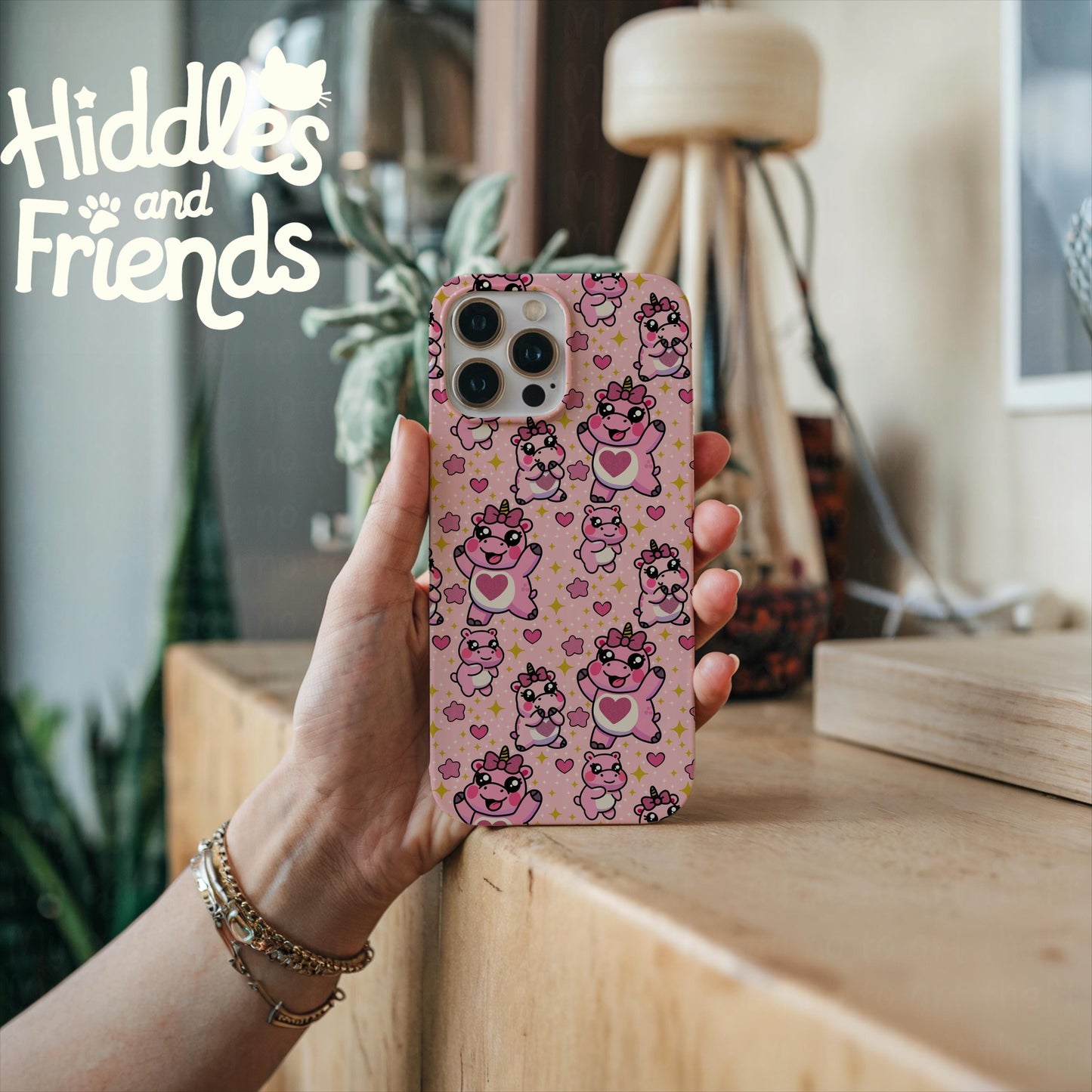 Kawaii Hippo Unicorn Seamless Pattern