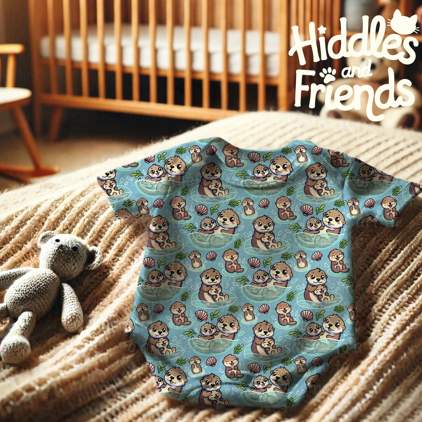 Sea Otter Seamless File - Mom and Baby Otter Pattern