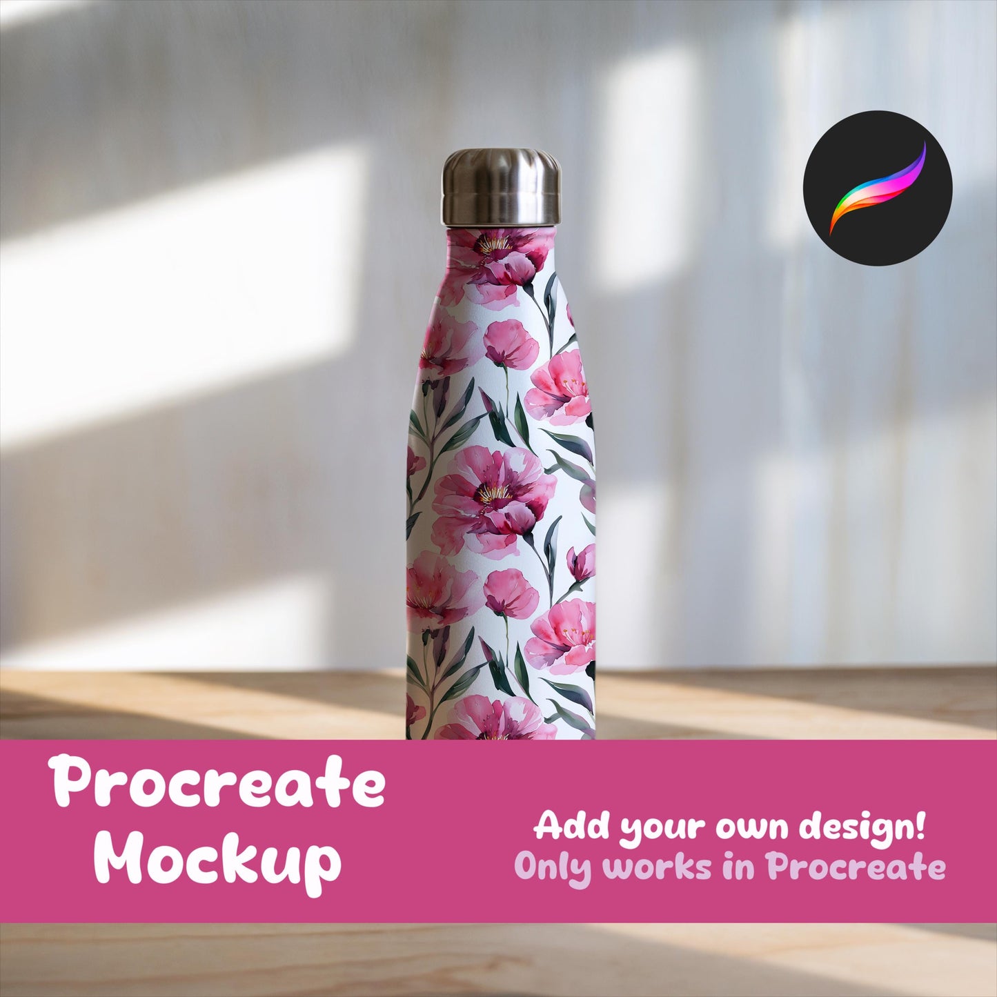 Water Bottle Mockup for Procreate