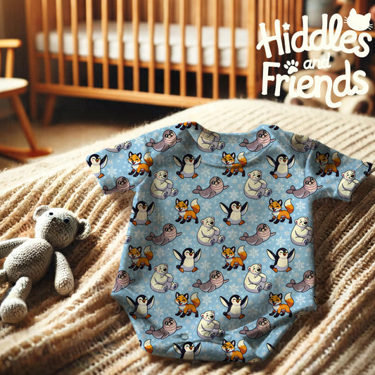 Arctic Animals Snowflake Seamless Pattern