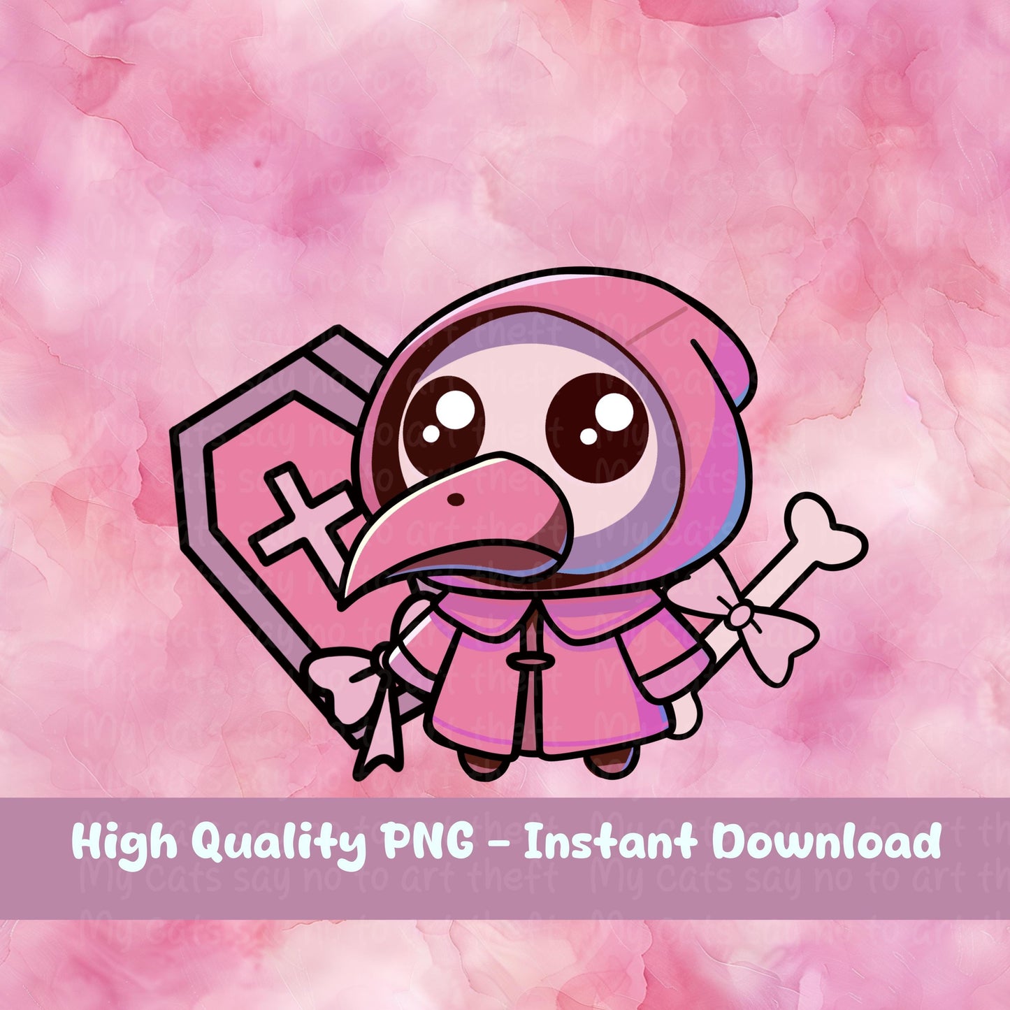Cute Pink Plague Doctor Digital Sticker