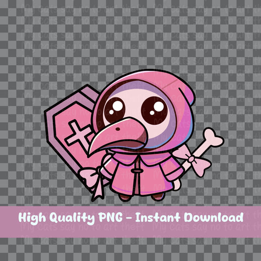 Cute Pink Plague Doctor Digital Sticker