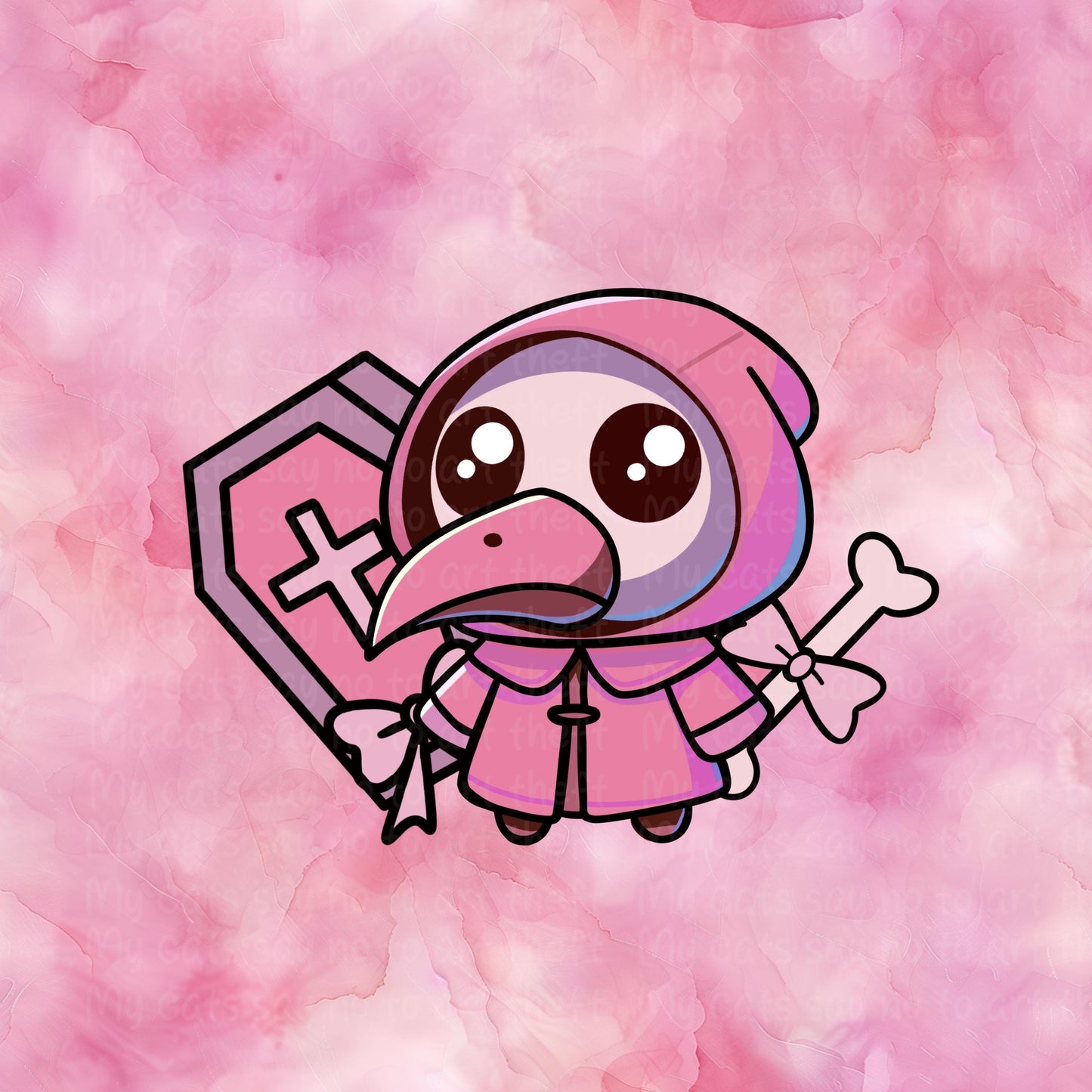 Cute Pink Plague Doctor Digital Sticker