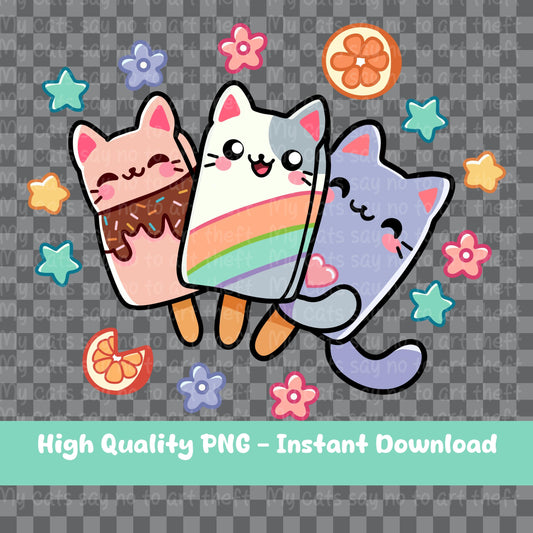 Kawaii Popsicle Cats Digital Sticker