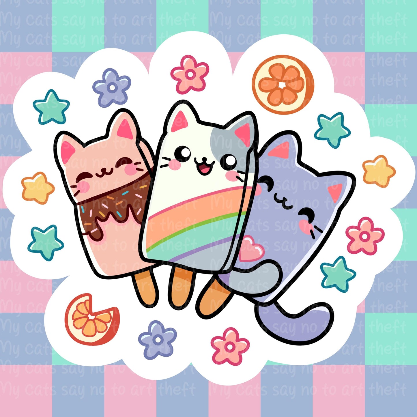 Kawaii Popsicle Cats Digital Sticker