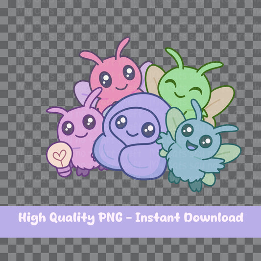 Pastel Mothman Friends Digital Sticker