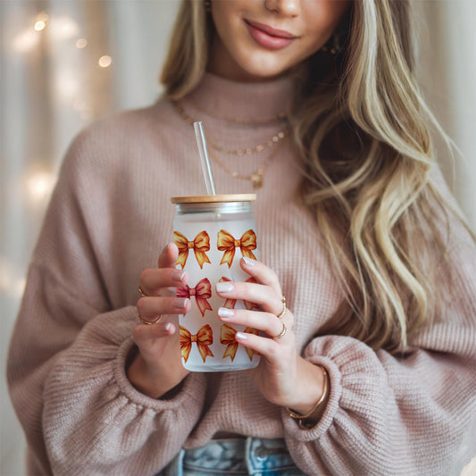 Summer Coquette Bow Glass Can Design