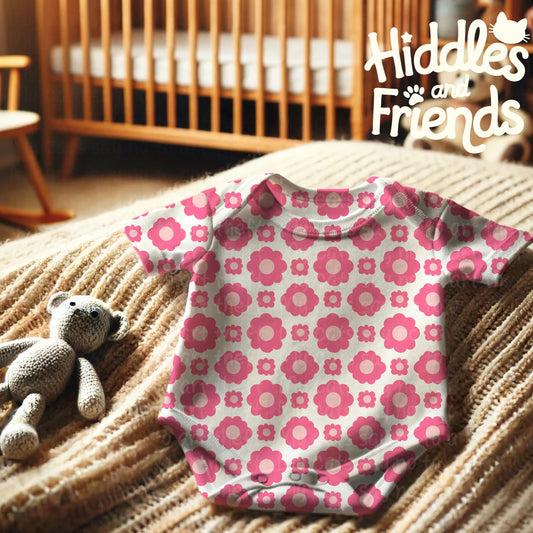 Retro Pink Flower Power Seamless Pattern