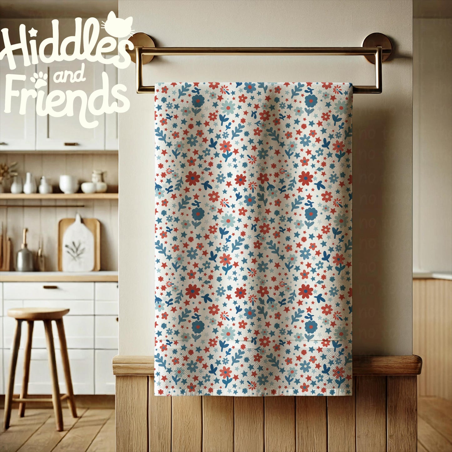 Patriotic Ditsy Floral Seamless Pattern