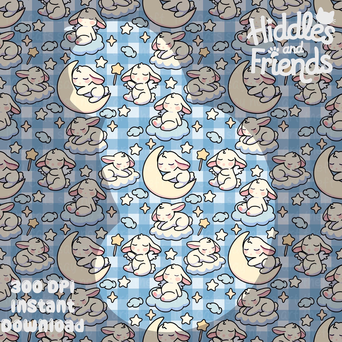 Sleepy Bunny Dreams Seamless Pattern
