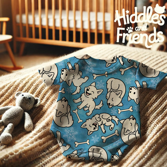 Winter Wolf Pups Seamless Pattern