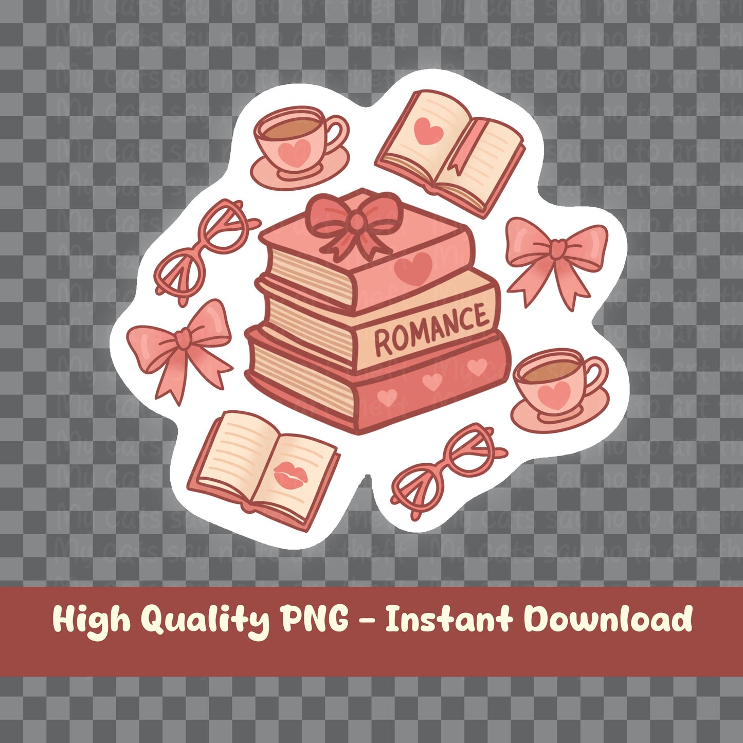 Romance Book Stack PNG – Cute Digital Sticker