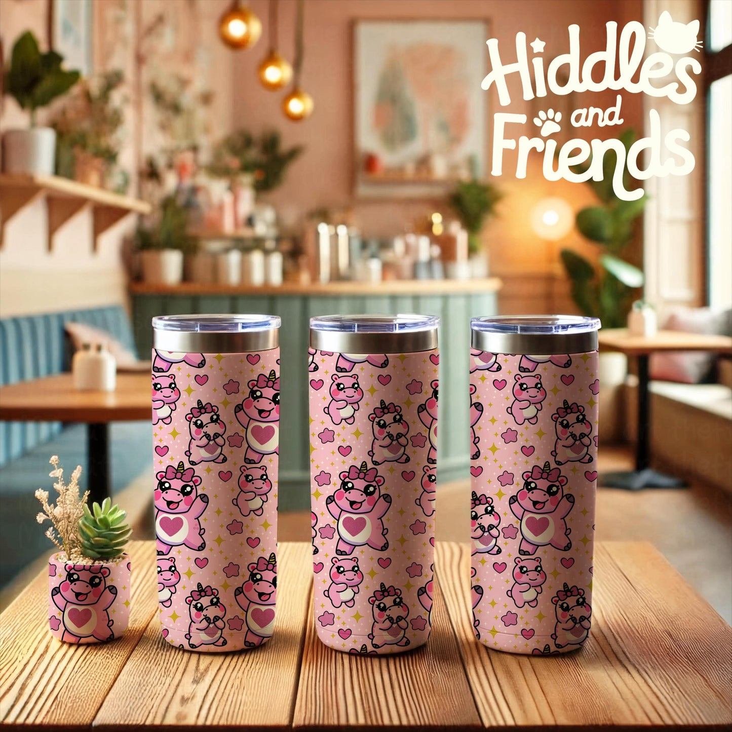 Kawaii Hippo Unicorn Seamless Pattern