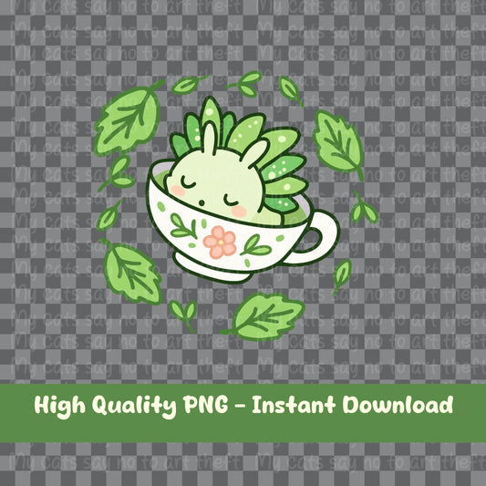 Leaf Slug in Teacup Digital Sticker