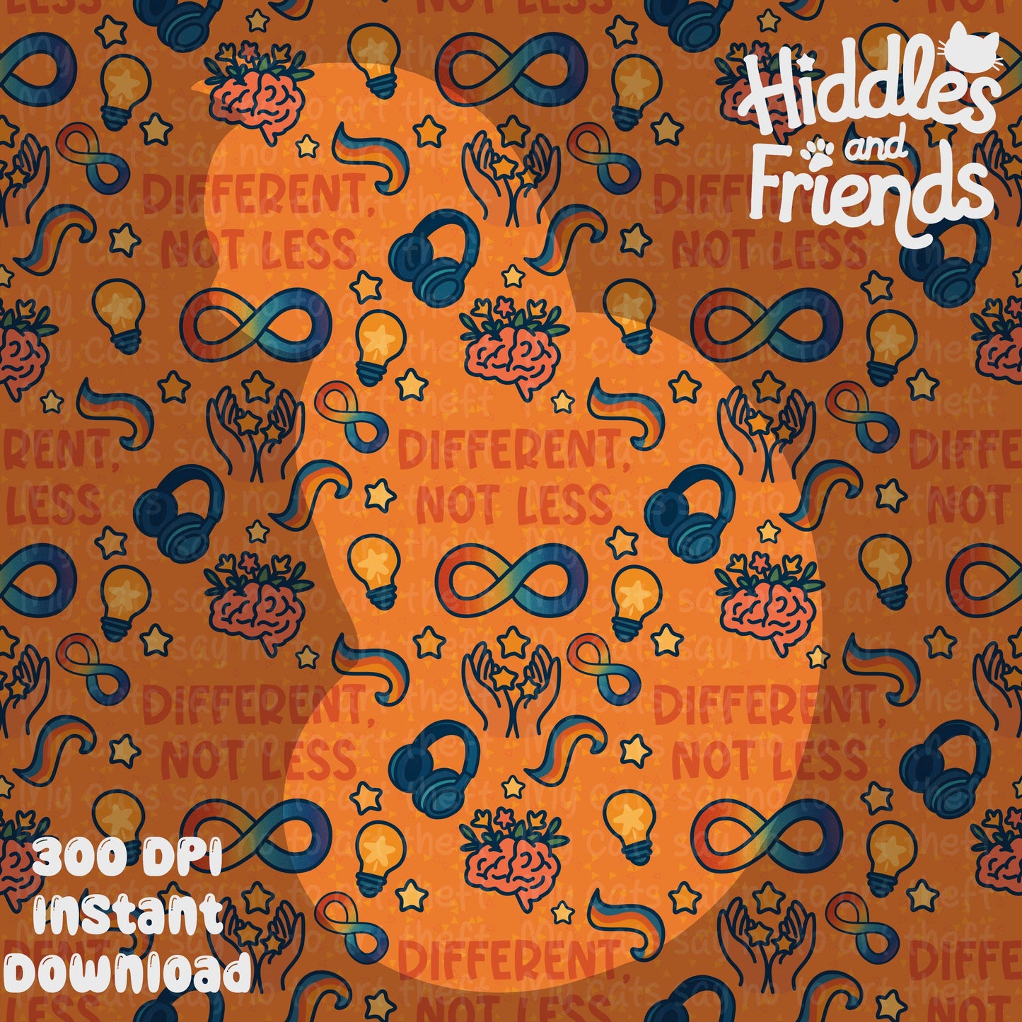 Autism Acceptance Seamless Pattern - Different Not Less