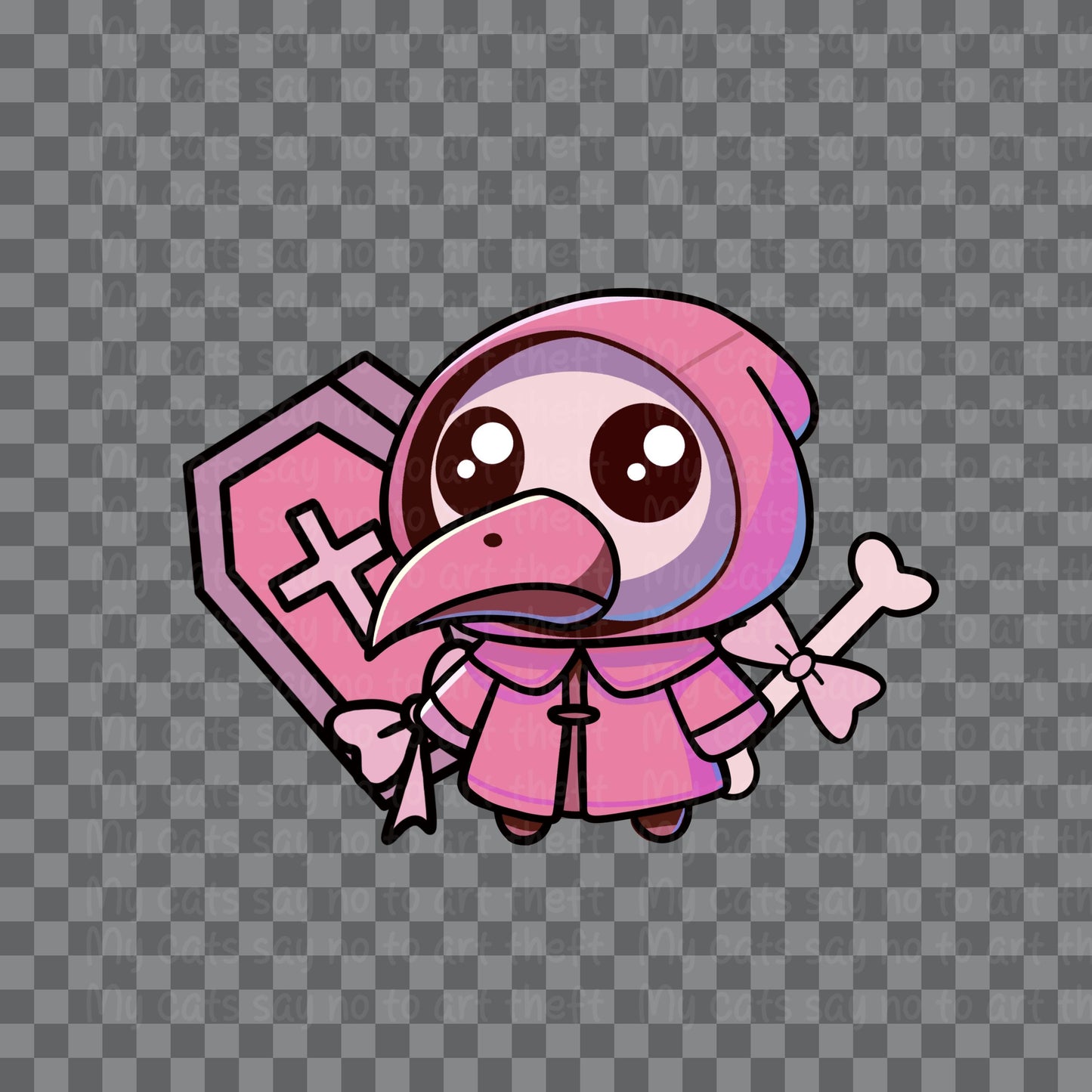 Cute Pink Plague Doctor Digital Sticker