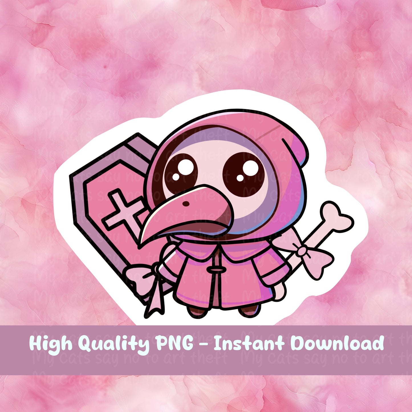 Cute Pink Plague Doctor Digital Sticker