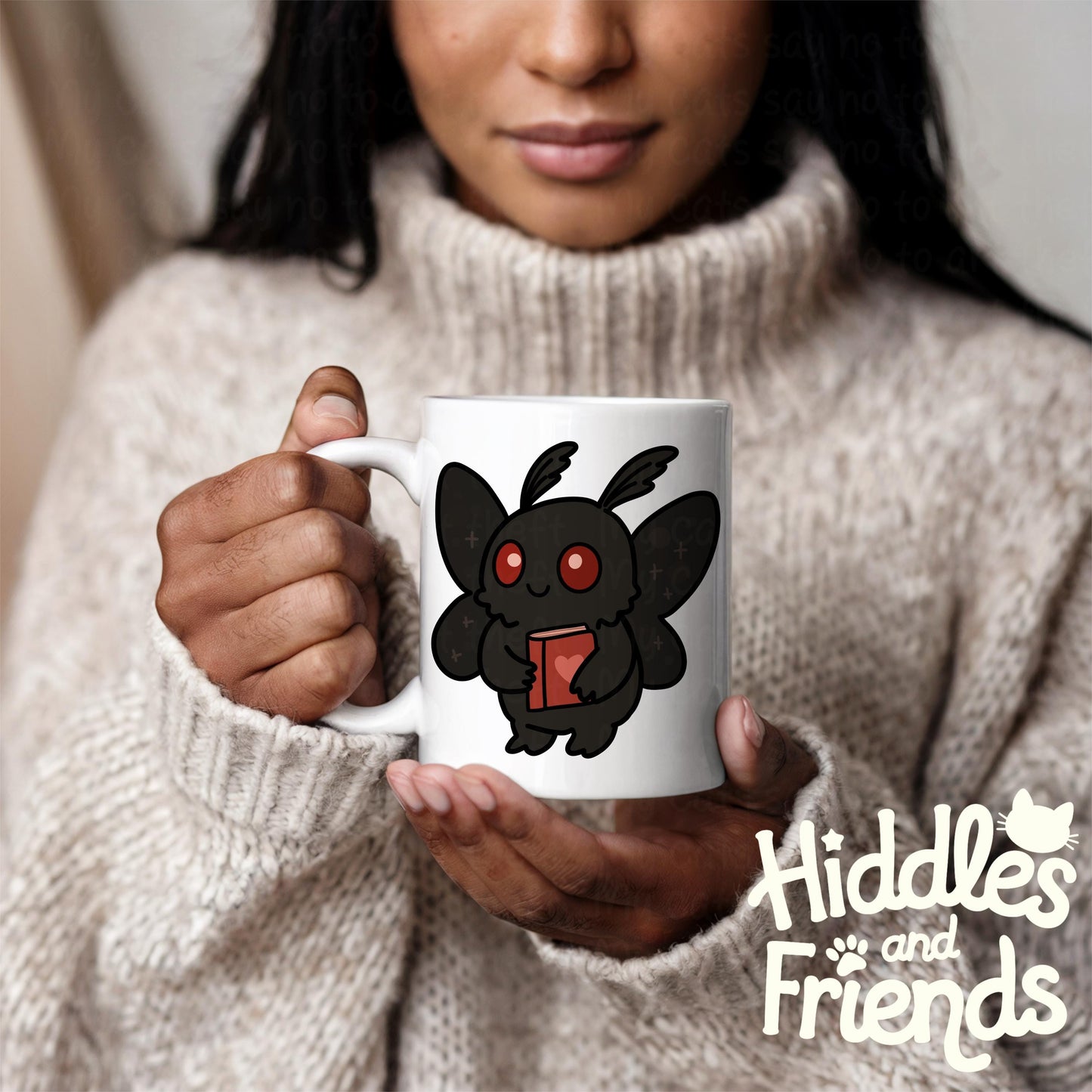 Bookish Mothman Digital Sticker Set – 3 Cozy Coquette Cryptid PNGs