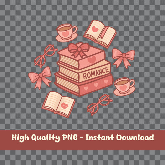 Romance Book Stack PNG – Cute Digital Sticker
