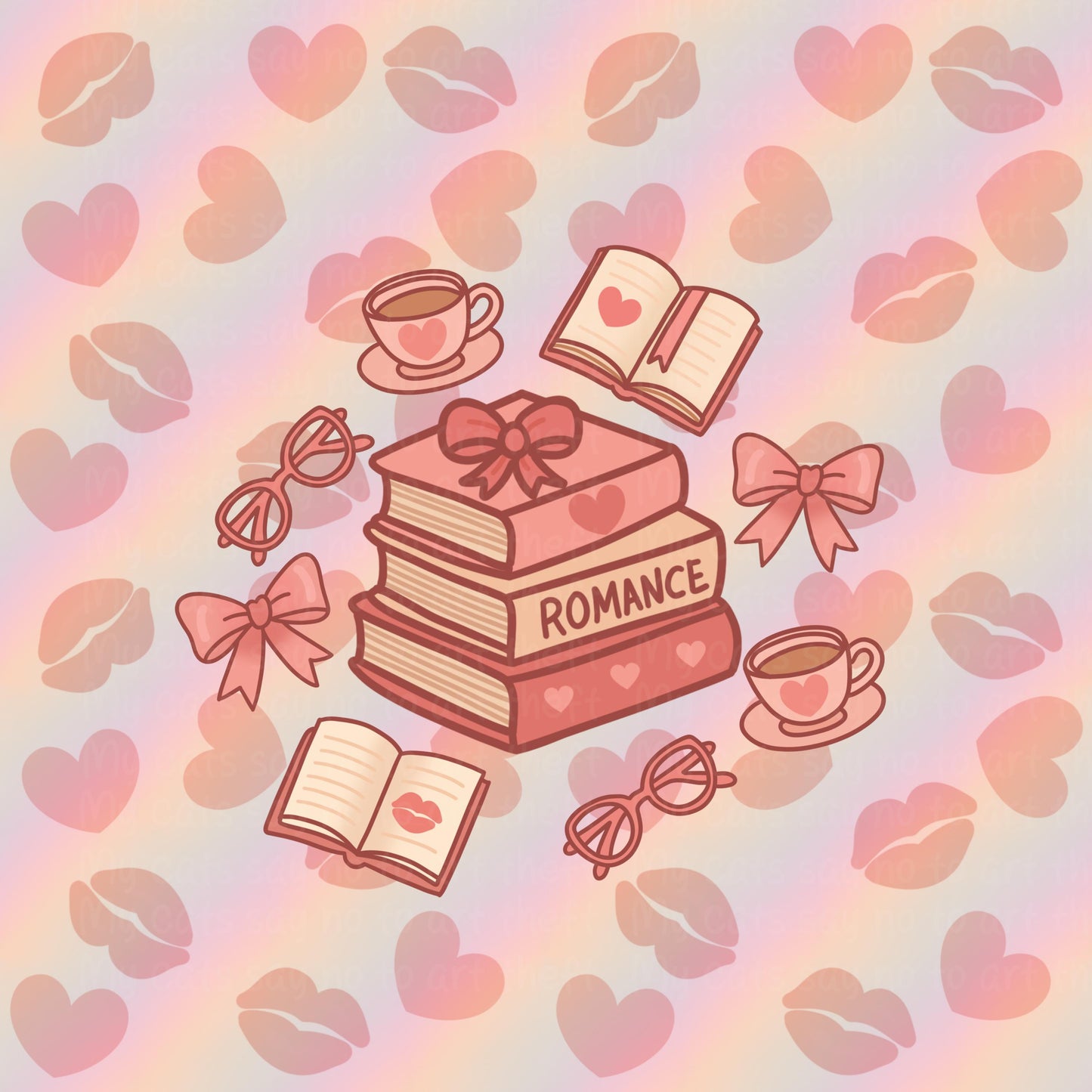 Romance Book Stack PNG – Cute Digital Sticker