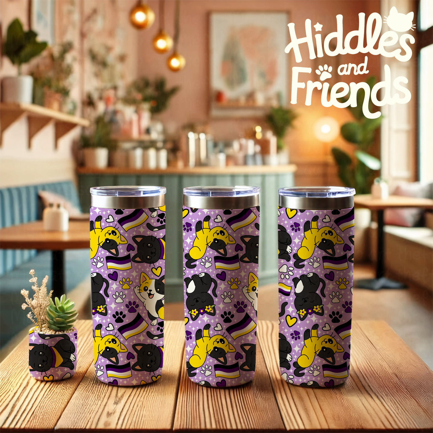 Nonbinary Pride Cats Seamless Pattern