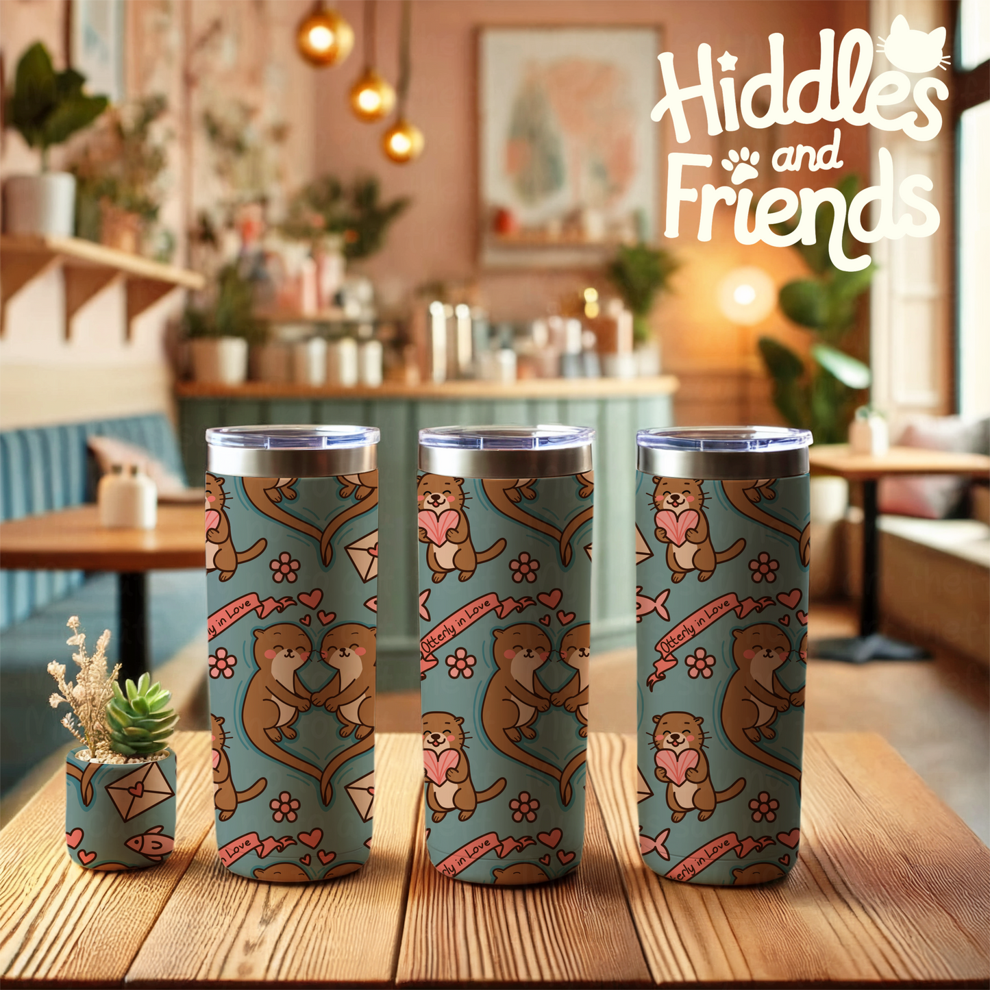 Otterly in Love Valentine Seamless Pattern