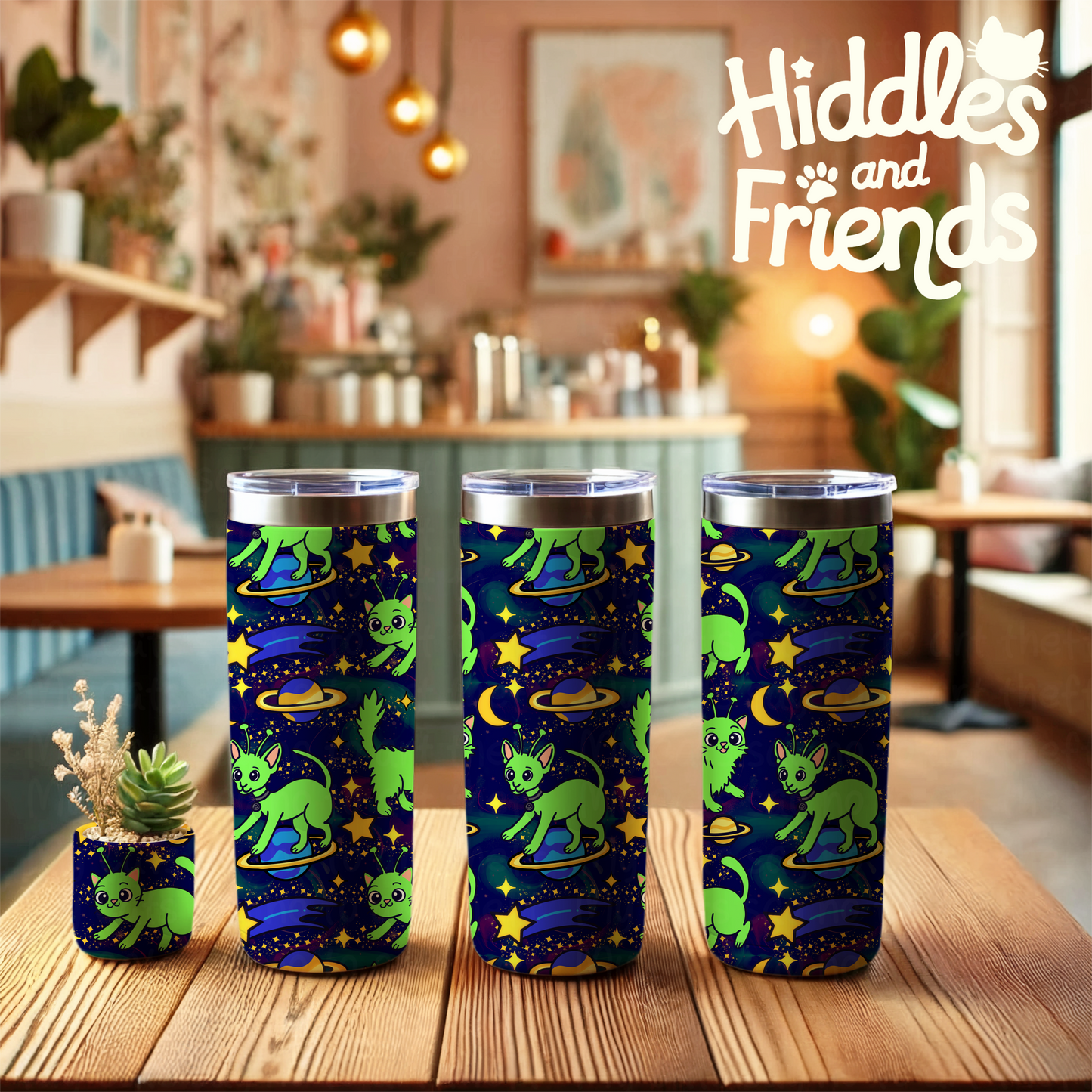 Alien Cats in Outer Space Seamless Pattern