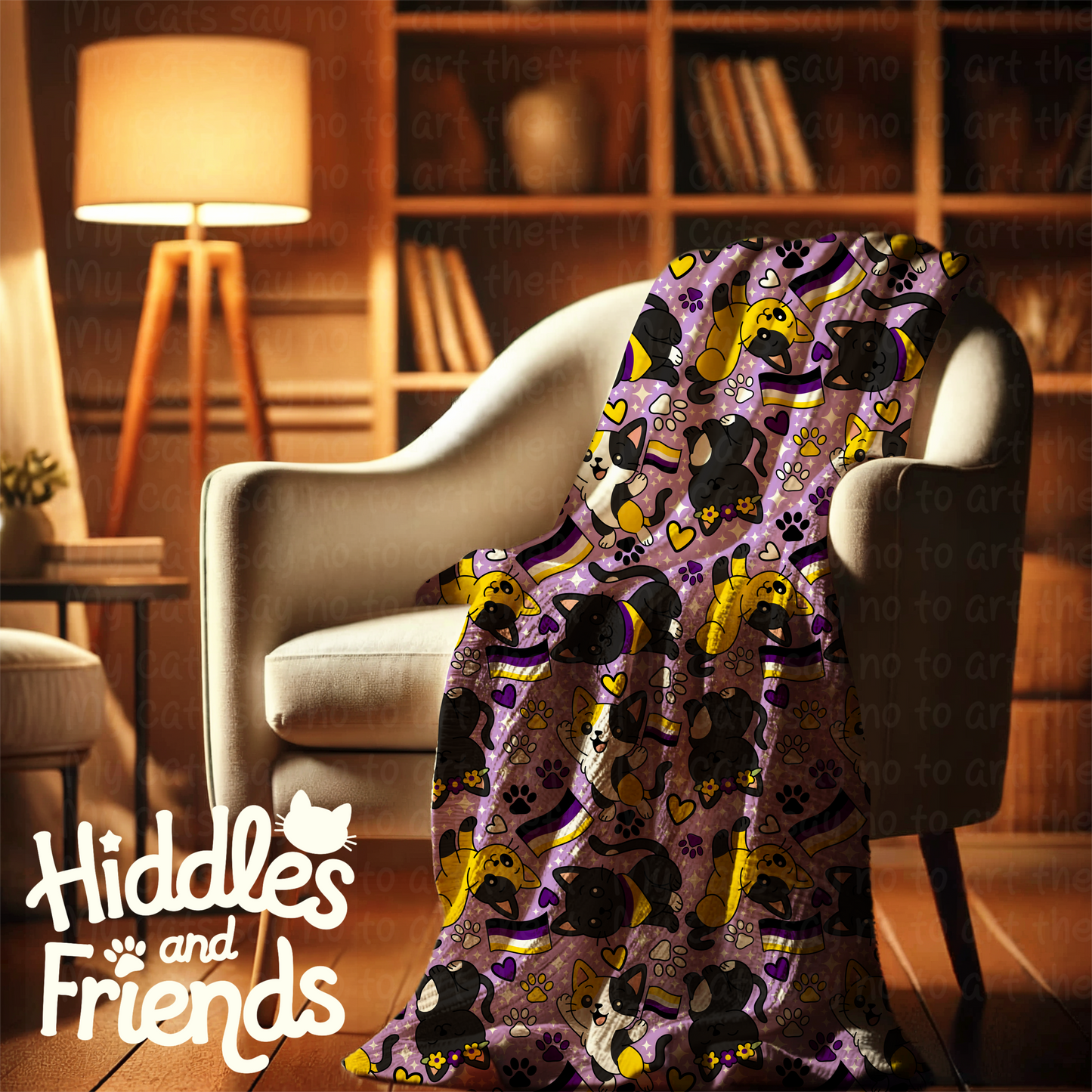 Nonbinary Pride Cats Seamless Pattern